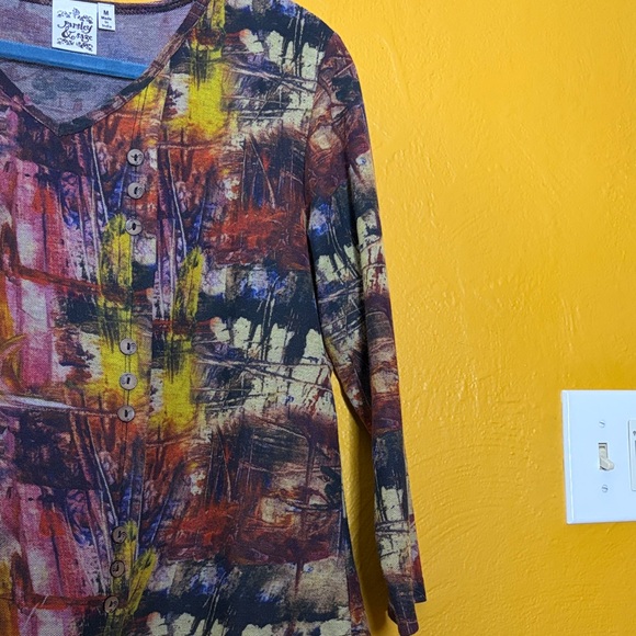 Parsley & Sage Colorful Abstract Women's Blouse/short tunic Medium Made in India - Picture 4 of 8